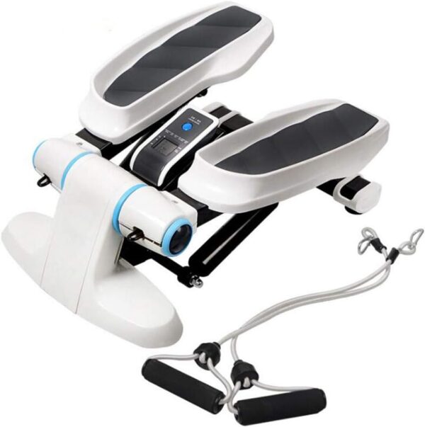 Fitness Stair Stepper, Equipo De Fitness Multifuncional con Bandas De Resistencia Y Monitor LCD Air Climber Stepping Fitness Machine, Ｗhite