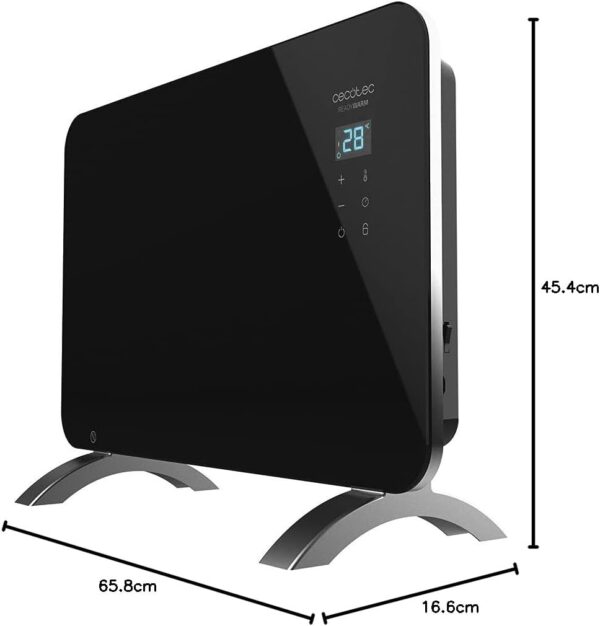 Cecotec Radiador Eléctrico Bajo Consumo Ready Warm 6670 Crystal Connection Con Wifi, 1000 W, Termostato Regulable, Temporizador, Soporte de pie, Protección sobrecalentamiento, Silencioso, Negro - Image 8