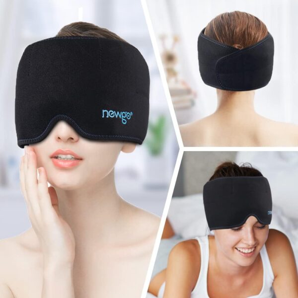 NEWGO Antifaz reutilizable para aliviar el dolor de cabeza, la migraña, la tensión, el estrés, la hinchazón de los ojos y el dolor asociado a la quimioterapia con terapia de frío o calor - Image 6