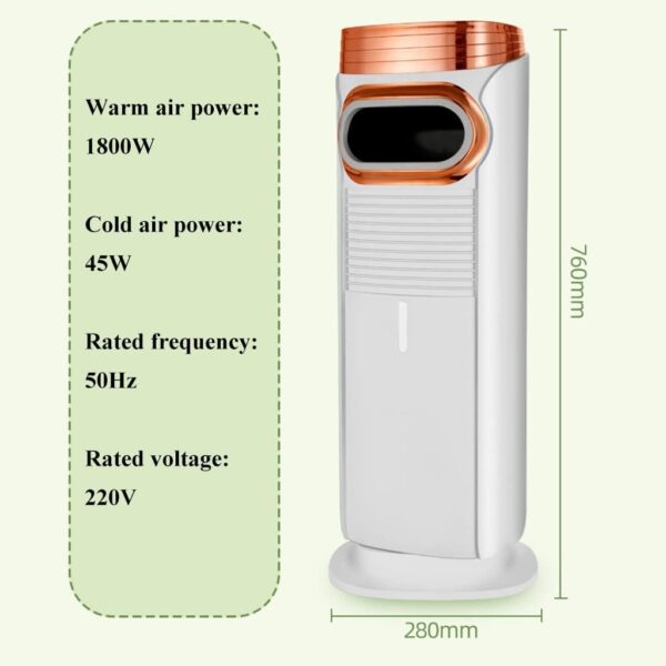 Ventilador Portátil Sin Aspas, Ventilador de Aire Acondicionado Vertical de Doble Uso for Refrigeración y Calefacción, Ventilador de Refrigeración Inteligente, Ventilador de Calefacción de Torre de Pi - Image 7