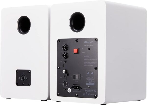 Sanyun SW206 Altavoces de estantería de Modo Dual de 80 W - Monitor de Estudio y Modo HiFi - Altavoz de Fibra de Carbono de 4 Pulgadas - Tweeter de cúpula de película de Seda de 25 núcleos – Blanco - Image 3