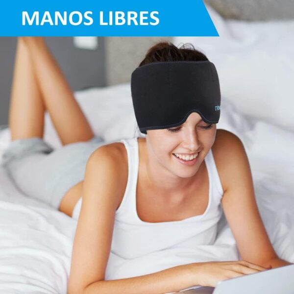 NEWGO Antifaz reutilizable para aliviar el dolor de cabeza, la migraña, la tensión, el estrés, la hinchazón de los ojos y el dolor asociado a la quimioterapia con terapia de frío o calor - Image 5