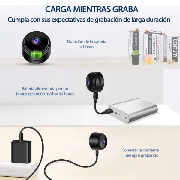 Mini Cámara Espía wifi 1080P HD invisible camara vigilancia wifi interio/Exterior,con detección de movimiento y visión nocturna,Cámara con Grabación,Exterior/interio App Inalámbrico Alerta (S) - Image 2