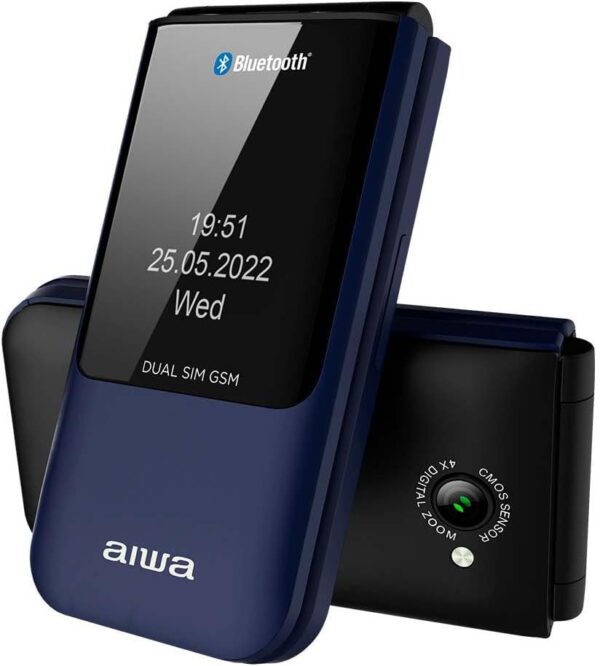 Aiwa FP-24BL: Teléfono Móvil Senior 2.4" con Doble Pantalla, Dual SIM, Conexión Bluetooth, 32MB RAM + 32 MB ROM, microSD, diseño Slim, Azul - Image 5