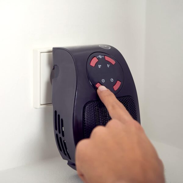 Taurus Tropicano Plug Heater Mini cerámico portátil, Ligero y Compacto, Calefactor sin Cable, termostato programable, 2 intensidades de caudal, Modo enfriamento, 500 W, Plastic, Negro - Image 4