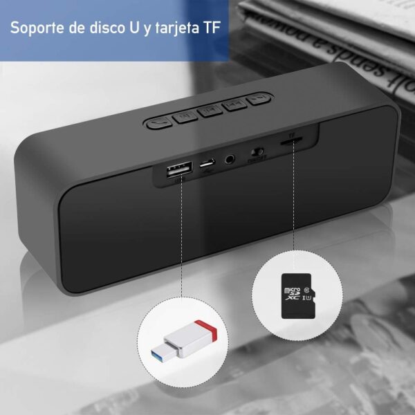 Sonkir Altavoz Bluetooth portátil, Altavoz inalámbrico Bluetooth 5.0 con Graves estéreo 3D Hi-Fi, batería incorporada de 1500 mAh, Tiempo de reproducción 12H (Negro) - Image 6