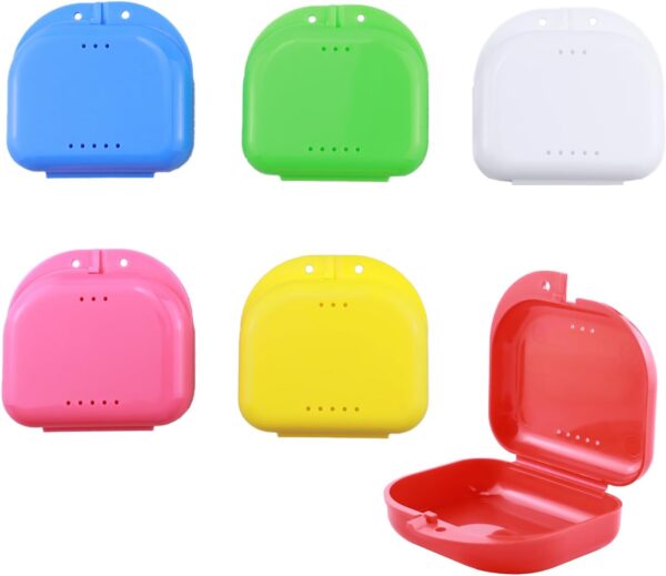 6 Piezas Caja ortodoncia,Caja ferula dental,Caja de baño para dentadura postiza,Caja dentadura postiza,Para proteger los dientes con agujeros de ventilación, caja de dentadura de ortodoncia