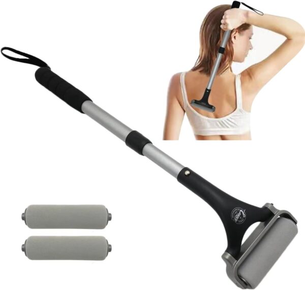 Easace Aplicador de loción para espalda y cuerpo, fácil autoaplicación de cepillo de baño para ducha, gel de baño, crema para la piel, bronceador, bronceado (Platero)