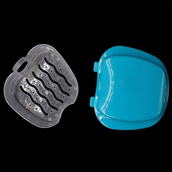 Caja de Baño para Dentadura Postiza,Caja de Baño para Dentadura Postiza Dental con Contenedor de Red Colgante(Azul Claro) - Image 6