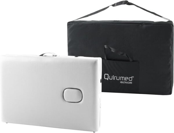 QUIRUMED Camilla de Masaje Plegable de Aluminio Easy, Color Blanco, 180 x 60 cm, Polipiel, Portátil, Ligera Cabezal extraíble, Orificio Facial, Altura Regulable, hasta 120 kg - Image 6