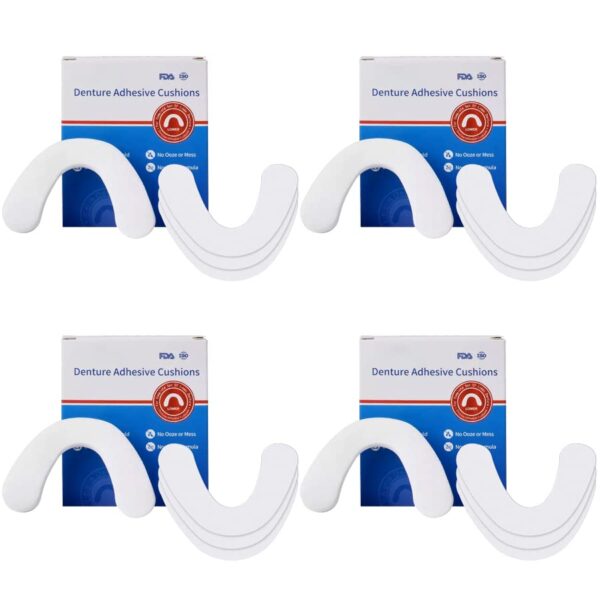Cojín adhesivo para prótesis dental, 120 almohadillas (paquete de 4) sin zinc, de larga duración, para una sujeción segura y sello de alimentos