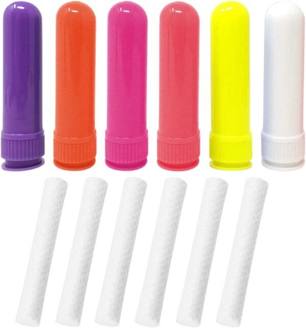 WeddHuis 6 piezas stick perfumador para aceites esenciales, inhalador nasal absorbente de humedad, stick perfumador con mecha, stick inhalador recargable