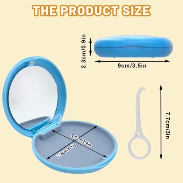 Caja Dentadura Postiza, Caja para Dentadura Parcial Portátil Caja Aparato Dental Vacíos con Espejo Caja de Almacenamiento de Ortodoncia con Herramienta de Extracción de Alineación (Azul) - Image 6