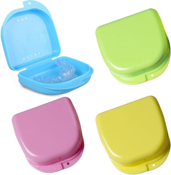 INGJIA Caja ortodoncia, 4 Piezas Caja de baño para dentadura postiza, Caja Ferula Dental, Caja de Dientes para Proteger los Dientes con Agujeros de ventilación, Caja de dentadura de ortodoncia