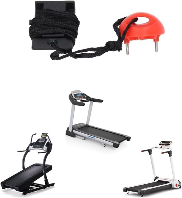 Lwuey Llave de Seguridad para Máquina Correr, Roja Universal Cintas Interruptores Treadmill Detenerse Compatible Safety Key Magnético Emergencia Bloqueo Cuerda Reemplazo Clavijas Rectangular 2Piezas - Image 3