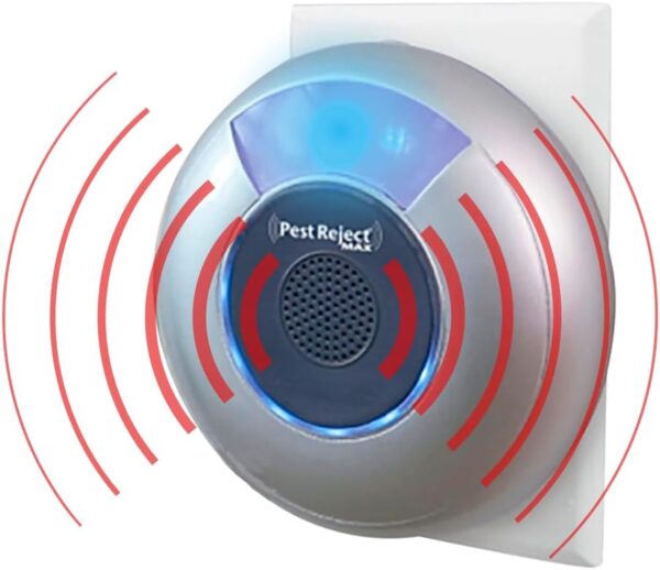 Pest Reject MAX, Repelente Efectivo de plagas, Insectos y roedores, Más Potente y Más Efectivo, Tecnología Electromagnética + Ultrasonido, Frecuencia Variable (1 Unidad)