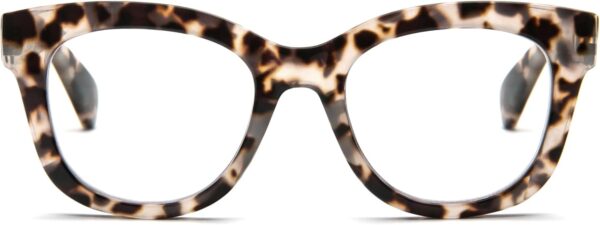 MMOWW Gafas de Lectura Redondas - Gafas de Lectura con Montura Redonda Anti Luz Azul Bisagras de Muelle Ordenador para Mujeres y Hombres (Tortuga gris, +1.5)