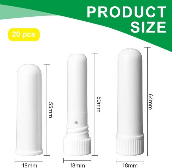 FEQDWOX 20 Piezas Inhaladores Nasales, Buena Higroscopicidad, Rellenables para Aromaterapia, Tubos de Aceite Esencial, Varillas Vacías Aromáticas con 20 Mechas de Algodón - Image 2
