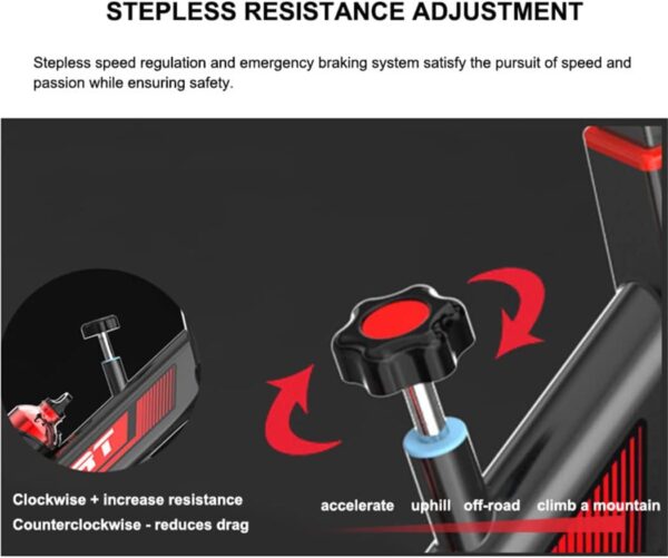 ZJDU Bicicletas Estáticas para Interiores,Bicicleta De Entrenamiento De Entrenamiento Cardiovascular,Transmisión por Correa Silenciosa,con Monitor LCD De Resistencia Ajustable Y Portabidones - Image 4