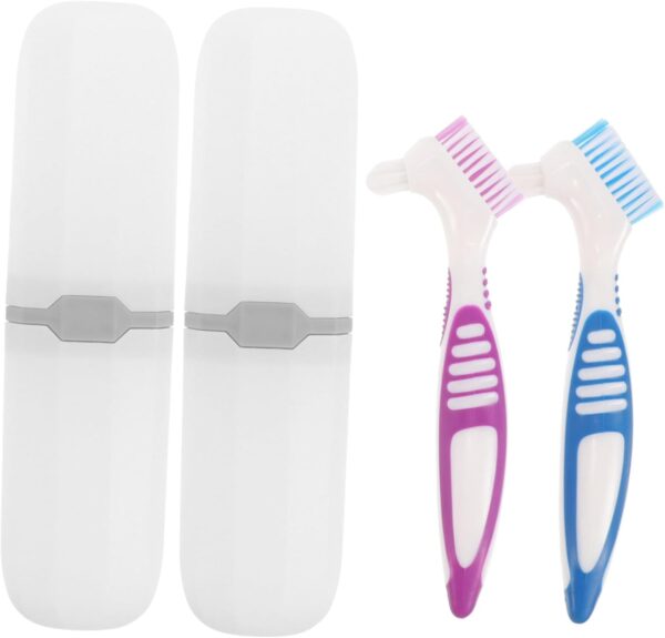 Healeved Limpieza De Dentaduras Postizas 2 Juegos De Cepillos De Cepillos De Cepillo De Limpieza Cepillo De Tirantes Cepillo Limpiador De Dentaduras Cepillo De Cepillo De Herramientas De