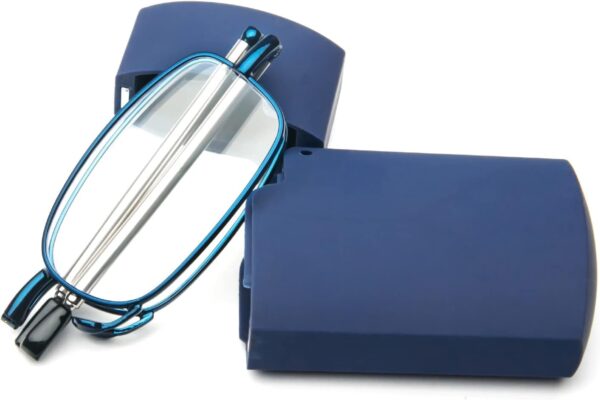 MMOWW Anti-blue Gafas de Lectura Plegables Para Hombres y Mujeres con Varillas Telescópicas con Estuche Portátil (Azul, 2.0) - Image 2