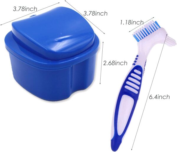 Estuche de baño para dentadura con kit de cepillo de limpieza de dentadura 2 piezas de caja de baño para dentadura caja 2 piezas de cepillos de dientes dentadura para limpieza de dientes falsos - Image 2