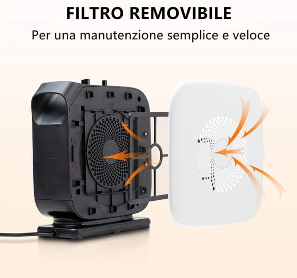 Midea Nty15-19Cae - Termoventilador de bajo consumo PTC, cerámica, calentador eléctrico portátil, 1500 W energéticamente eficiente con termostato ajustable, blanco y negro, 25,8 x 10,3 x 28,5 cm, 3 kg - Image 8