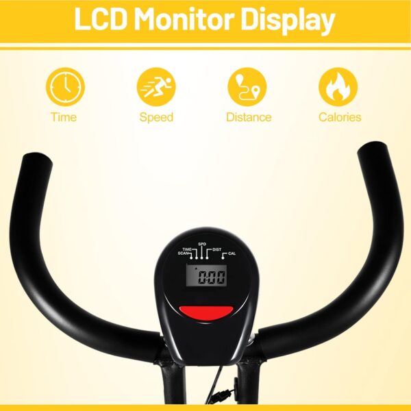 EVOLAND - Bicicletas de ejercicio plegables con pantalla LCD de 8 niveles de resistencia, bicicleta estática de ergómetro para uso doméstico, carga máxima de 265 libras - Image 2