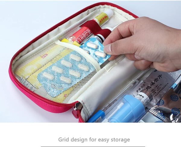 XINGSUI 1 Bolsa de Primeros Auxilios de Seguridad vacía, Kit de Primeros Auxilios de Viaje portátil, Mini Bolsa médica, Bolsa de Almacenamiento de Paquetes de medicamentos vacía (roja) - Image 6