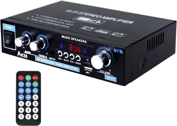 Amplificador Bluetooth 5.0 Mini, amplificador de alta fidelidad, receptor de audio digital, amplificador amplificador de potencia con ranura USB TF