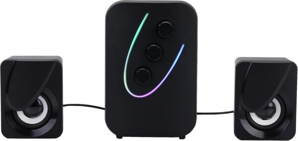 NK Altavoz Gaming x 2 Altavoces de 5W con 7 Colores LED Diferentes, Control Incluido con botón de Volumen, Agudos y Graves, Entrada Cable Jack 3,5 mm, Rango frecuencia 60Hz-20Hz - Image 5