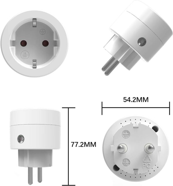 UCOMEN Mini enchufe inteligente, 16 A 3680 W, enchufe inteligente compatible con Alexa/Google Home, control remoto, horarios y temporizadores, paquete de 2,4 GHz, 2 - Image 6