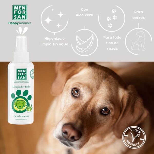 Menforsan Limpiador Facial para Perros | Higieniza y Limpia Sin Agua | Abrillanta el Pelaje | Aloe Vera 100% Natural de Cultivo Ecológico | 60ml - Image 3