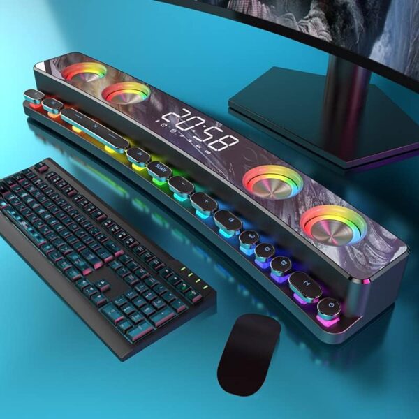 Zedo Altavoces Bluetooth SH39 Reloj Bluetooth inalámbrico RGB Juego Altavoz Barra de sonido 3D estéreo subwoofer multifuncional colorido mecánico hogar, viajes, camping - Image 4