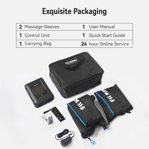 FIT KING Inalámbrico Masajeador de Piernas, Botas Presoterapia para Piernas Recargable Masajeador para el Dolor y la Circulación Sistema de Recuperación Rápida Relajación Post-Entrenamiento(Medio) - Image 7