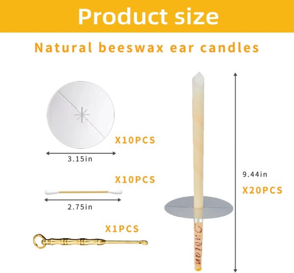 KAYEF Kit de 20 velas para eliminar la cera de los oídos, velas para limpiar los oídos, velas para limpiar los oídos, velas para limpiar los oídos, velas para limpiar los oídos con cera de abejas - Image 2