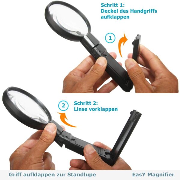 EASY MAGNIFIER Lupa de Mesa para Leer Libros con Luz LED 2x/4x Trabajo; Lupas Lectura de Gran Aumento Profesional; Lupa de Mano Niños iluminada; Regalos para Personas Mayores - Image 4