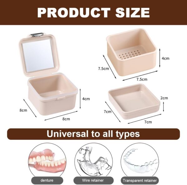 GmeDhc Caja Aparato Dental con Filtrar, Caja Ferula Dental, Caja de Dentaduras Postizas, Funda Aparato Dental Ortodoncia, Retenedor Dental, con Cepillo de Limpieza y Gancho Quita Frenillos - Image 2