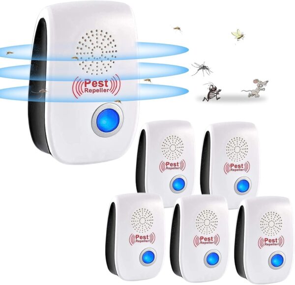 RUTIDA Repelente Ultrasónico de Plagas, 6 Pack Electrónico Repelente Mosquitos Control de Plagas, Repelente Ultrasónico Ratas para Anti Mosquitos, Moscas, Ratones, Cucarachas, Arañas, Roedores…