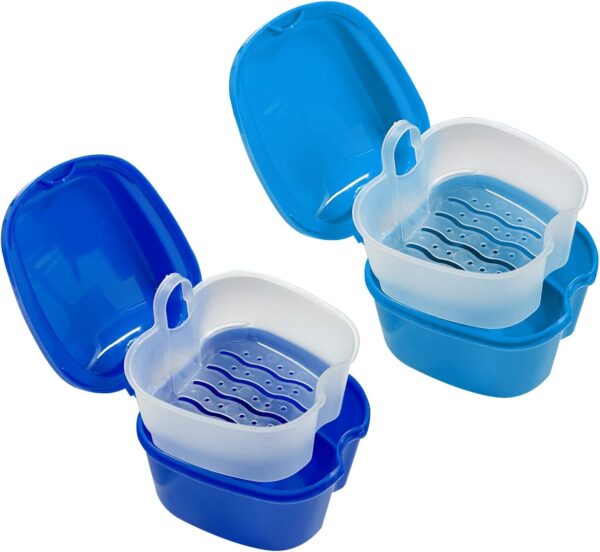 2 cajas de almacenamiento de plástico para dentaduras postizas, caja de almacenamiento de limpieza de tirantes, para limpieza de remojo y fijación de protección de dentaduras postizas