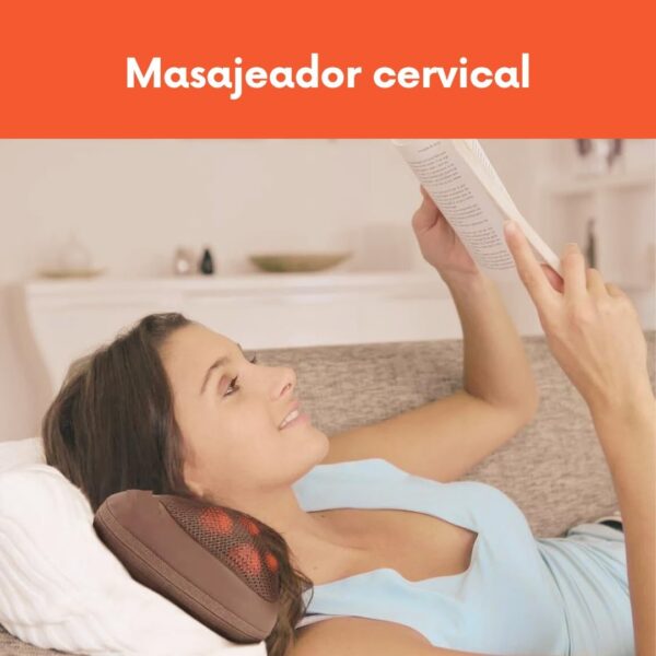 Masajeador Cervical y Espalda. Almohada relajante, Cojín Eléctrico con Calor, regulable con dos botones. Masajeador Bidireccional con 8 Rodillos, Ideal para Casa, Oficina, Coche o Viaje. - Image 7