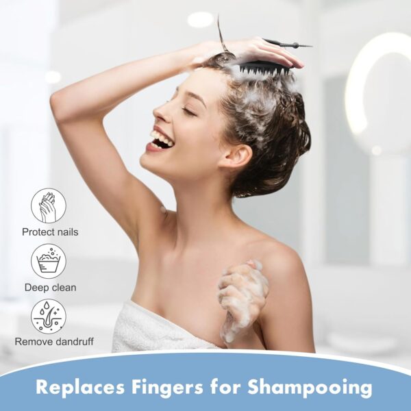 FREATECH Cepillo de champú masajeador de cuero cabelludo 100% silicona para caspa y crecimiento del cabello, masajeador de cabeza y cuero cabelludo, peine exfoliante para el cuidado del cabello y el - Image 4