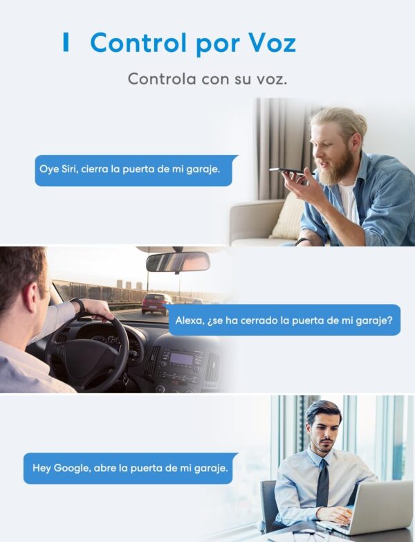 Meross Abridor de Puertas de Garaje Inteligente, Control Remoto y de Voz, Función de Cronómetro, Compatible con Apple HomeKit, Alexa, Google Asistente y SmartThings - Image 2