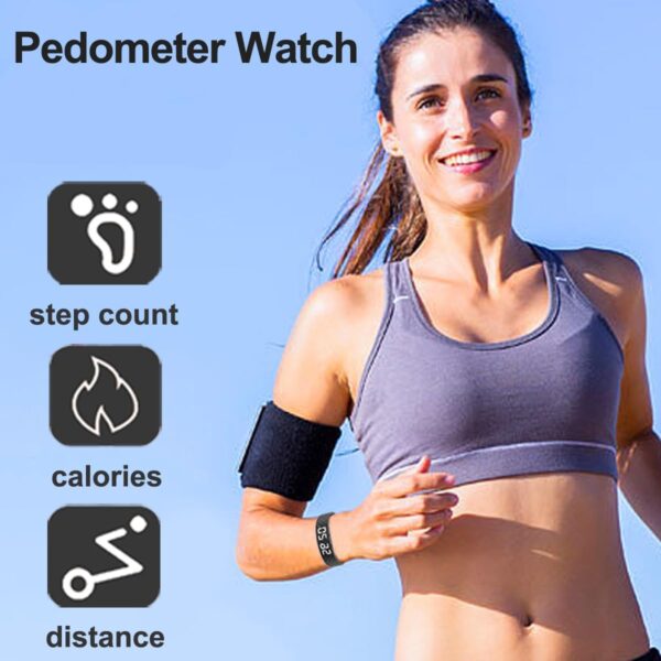 Reloj con podómetro, contador de pasos, calorías, monitor de sueño, reloj despertador IP67, resistente al agua, para adultos, niños y personas mayores - Image 2
