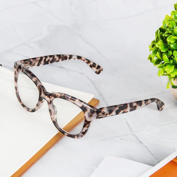MMOWW Gafas de Lectura Redondas - Gafas de Lectura con Montura Redonda Anti Luz Azul Bisagras de Muelle Ordenador para Mujeres y Hombres (Tortuga gris, +1.5) - Image 3