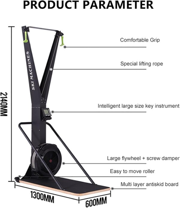 Máquina de ejercicios de esquí, Máquina de esquí con monitor de pantalla, Máquina de entrenamiento cruzado de esquí para interiores, Máquina de ejercicios de esquí Máquina de piernas para entrenamient - Image 3