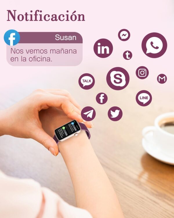 SHANG WING Reloj Inteligente Mujer,Pulsera Inteligente Mujer con Oxímetro, IP68 Impermeable,DIY Esfera Reloj, Monitor Sueño, Podómetro, Pulsómetro Smartwatch Mujer para Android iOS Morada - Image 3