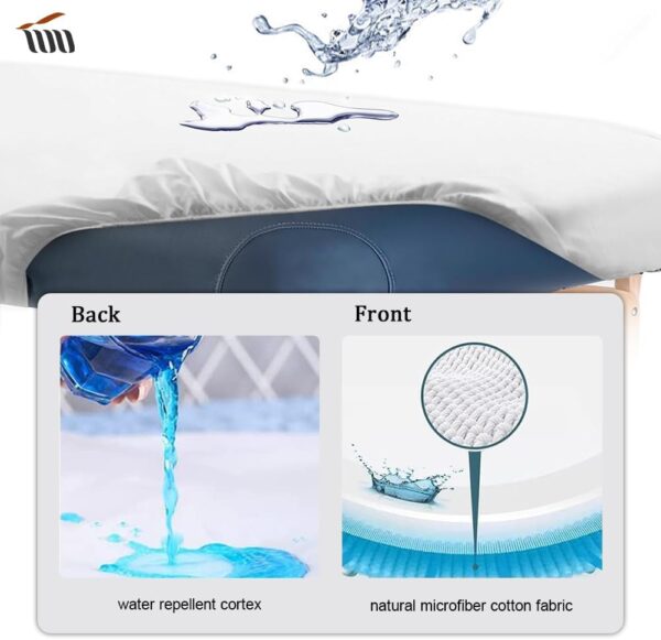 Tvvcalk 2pcs Sábanas Lavables, Funda para Camilla de Masaje Resistente al Aceite, Resistente al Agua, Sábanas para Camilla de Masaje Ajustable,190 x 80 x 12cm - Image 4