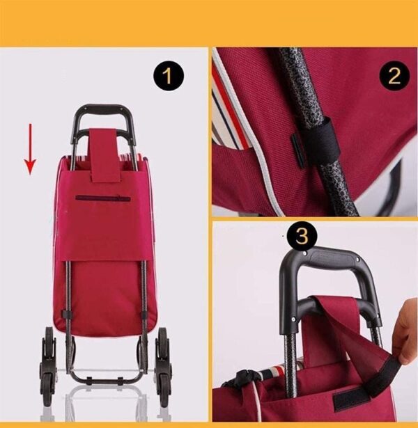 Bolsas de la compra reutilizables, Bolso de reemplazo de la carrito de compras plegable, portátil impermeable 40l Oxford Paño carro de compras Bolsos de la carretilla de respaldo, bolsa de repuesto de - Image 4