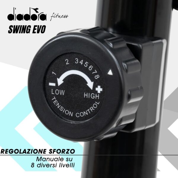 Diadora Fitness Swing Evo - Bicicleta estática con pulso de mano según la norma CE, 82 x 56 x 28 cm, color negro - Image 4